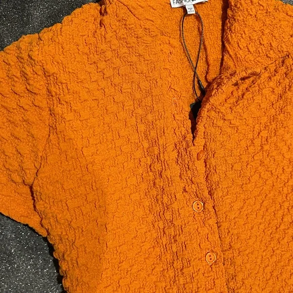 Fashion Nova Orange Textured Jumpsuit - Picture 2 of 4
